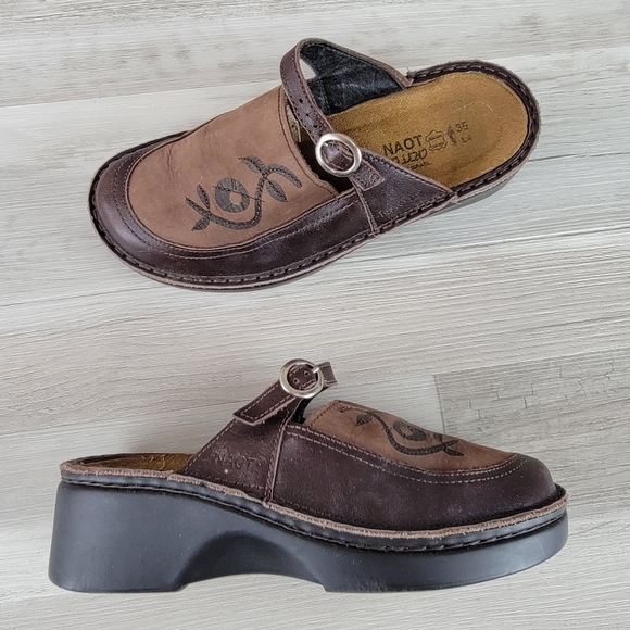 Naot Camille Brown Leather Slip-on Clog Women's Size 35 - Picture 15 of 16